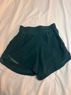 Lululemon Hotty Hot Dark Teal Green Running Shorts